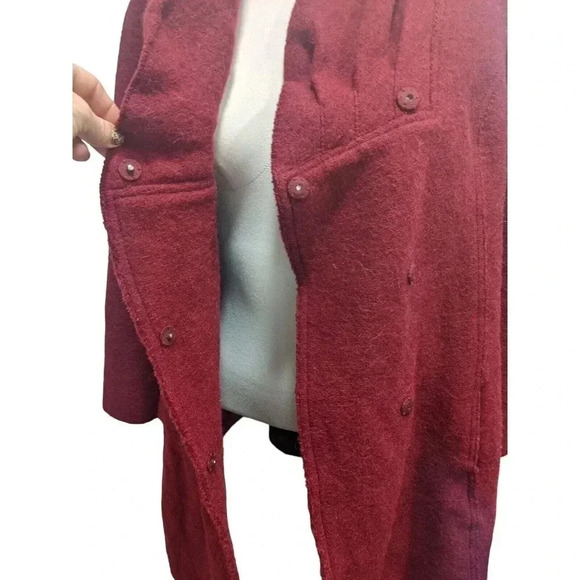 Beyond Threads Jacket Womens Size Medium Red Alpaca Wool Blend Button Front - Picture 3 of 8